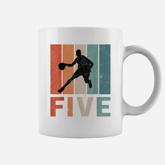 5Th Birthday Retro Basketball Lovers Boys Kids 5 Years Old Coffee Mug | Crazezy UK