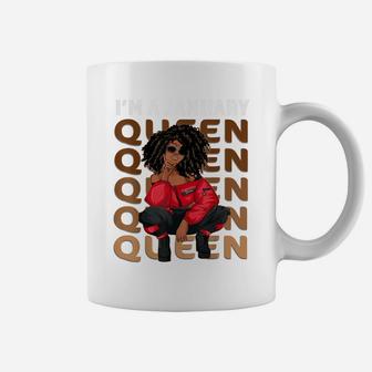 Afro Melanin Black Women I'm A January Queen Birthday Gift Coffee Mug | Crazezy CA
