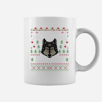 All I Want For Christmas Is A Wolf Ugly Xmas Lover Sweater Sweatshirt Coffee Mug | Crazezy UK