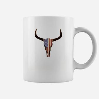 American Flag Cow Skull Bull Skull Coffee Mug - Thegiftio UK