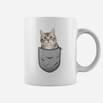American Shorthair Cat Chest Pocket Pocket Cat Owner Coffee Mug | Crazezy