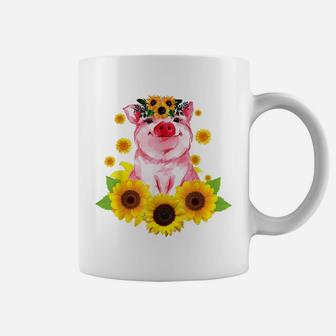 Animal Farmer Farm Gift Idea Women Girls Flower Crown Pig Coffee Mug | Crazezy DE