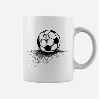 Argentina Soccer Ball Flag Jersey Shirt Argentinian Football Coffee Mug | Crazezy