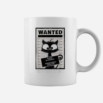 Arrested Cat | Cat In Prison | Wanted Cat | Cute Black Cat Coffee Mug | Crazezy UK