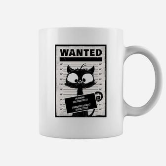 Arrested Cat | Cat In Prison | Wanted Cat | Cute Black Cat Coffee Mug | Crazezy