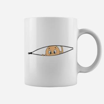 Baby Peeking Out Humor Womens Pregnancy Announcement Proud Coffee Mug | Crazezy