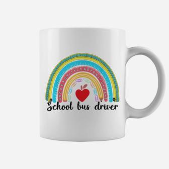 Back To School Bus Driver Rainbow Ruler Leopard Boho Funny Coffee Mug | Crazezy AU