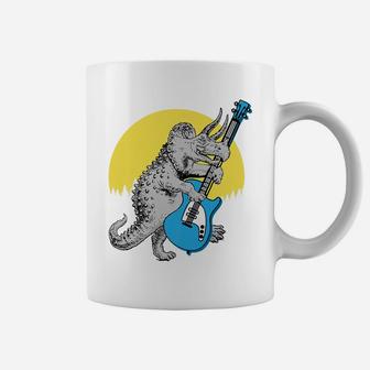 Bassasaurus Funny Triceratops Dinosaur Electric Bass Coffee Mug | Crazezy UK