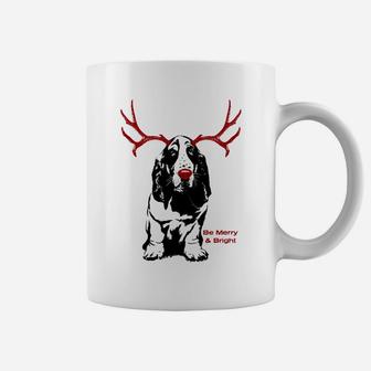 Be Merry And Bright Basset Hound Dog Christmas Coffee Mug | Crazezy DE
