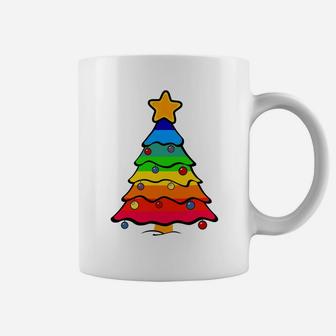 Beautiful Rainbow Full Fir Christmas Tree Holiday Graphic Sweatshirt Coffee Mug | Crazezy