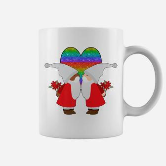Bi-Racial Couple Gay Pride Gnome Valentines Day Rainbow Coffee Mug | Crazezy