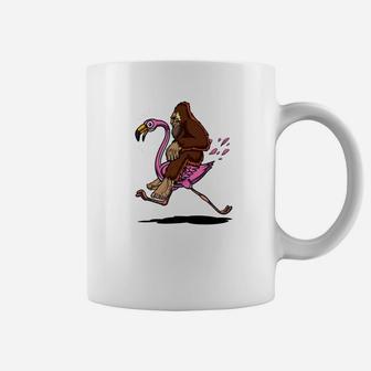 Bigfoot Riding Flamingo Bird Funny Coffee Mug - Thegiftio UK