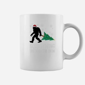 Bigfoot Santa Walking Tree Squatching Through The Snow Shirt Coffee Mug - Thegiftio UK