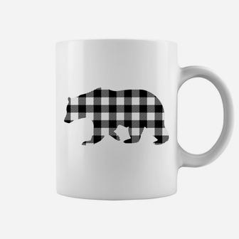 Black And White Buffalo Plaid Bear Christmas Pajama Coffee Mug | Crazezy AU
