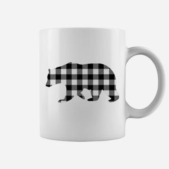 Black And White Buffalo Plaid Bear Christmas Pajama Coffee Mug | Crazezy UK