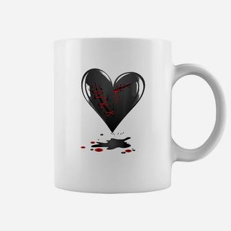Black Bleeding Cut Open Broken Healing Heart Goth Valentine Coffee Mug | Crazezy UK