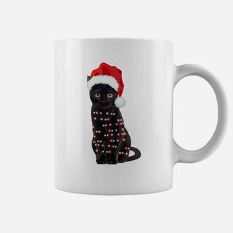 Black Cat Christmas Lights Cat Lover Christmas Sweatshirt Coffee Mug | Crazezy AU
