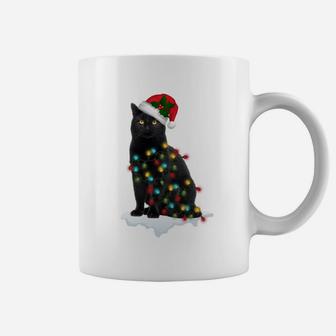 Black Cat Christmas Tree Deco Lights Funny Xmas Cat Gift Sweatshirt Coffee Mug | Crazezy