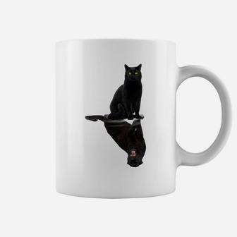 Black Cats Reflection Gift Cat Lovers Cute Black Tiger Coffee Mug | Crazezy