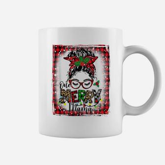 Bleached One Merry Mama Messy Bun Mama Christmas Coffee Mug | Crazezy DE