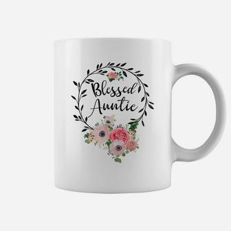 Blessed Auntie Shirt For Women Flower Decor Aunt Coffee Mug | Crazezy AU