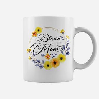 Blessed Mom Shirt For Women Beautiful Flower Floral Coffee Mug | Crazezy DE