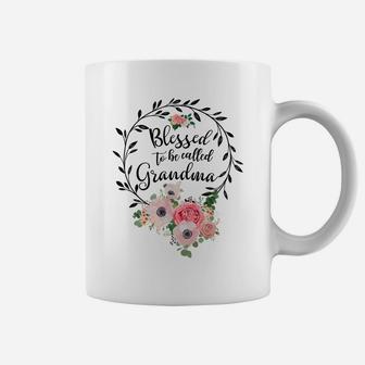 Blessed To Be Called Grandma Women Flower Decor Grandma Coffee Mug | Crazezy DE