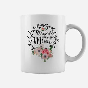 Blessed To Be Called Mimi Women Flower Decor Grandma Coffee Mug | Crazezy