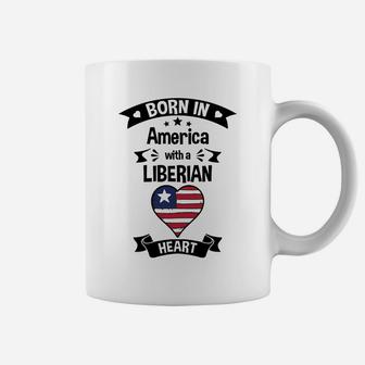 Born In America With A Liberian Heart Liberia Flag Sweatshirt Coffee Mug | Crazezy AU