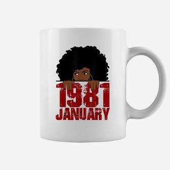 Born In January 1981 40Th Birthday Black Women Gift Coffee Mug | Crazezy CA