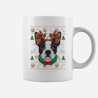 Boston Terrier Ugly Christmas Reindeer Antlers Xmas Women Sweatshirt Coffee Mug | Crazezy UK
