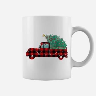 Buffalo Plaid Christmas Tree Red Truck Coffee Mug | Crazezy