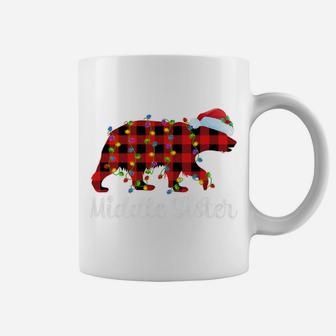 Buffalo Plaid Matching Christmas Middle Sister Bear Pajama Coffee Mug | Crazezy AU