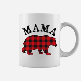 Buffalo Red Plaid Mama Bear Matching Couple Christmas Pajama Coffee Mug | Crazezy AU