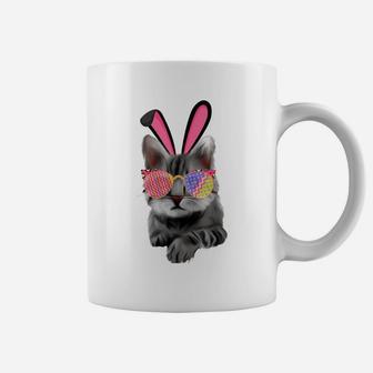 Bunny Cat With Glasses Eggs For Easter Day Cat Kitty Lovers Coffee Mug | Crazezy UK