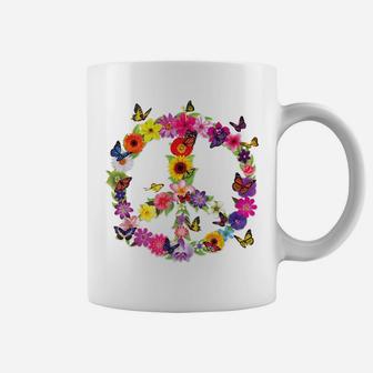 Butterfly Peace Sign Floral Flower Garden Nature Coffee Mug | Crazezy