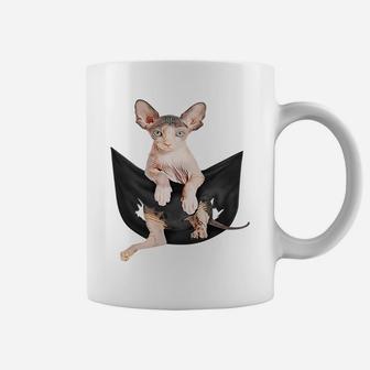 Cat Lovers Gifts Sphynx In Pocket Funny Kitten Face Sweatshirt Coffee Mug | Crazezy DE