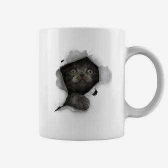 Cat Shirt, Gray Cat Tshirt, Cat Torn Cloth Shirt, Kitten Coffee Mug | Crazezy