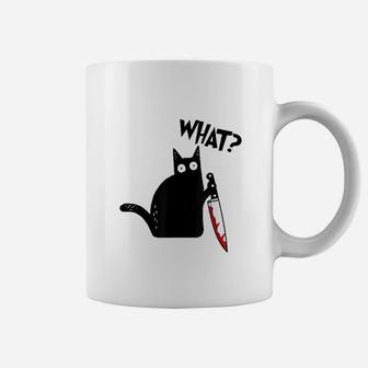 Cat What Funny Black Cat With Kn Ife Coffee Mug | Crazezy UK