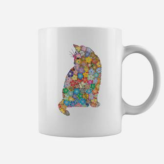 Cat With Flowers Gift For Cat Lovers Sweatshirt Coffee Mug | Crazezy DE