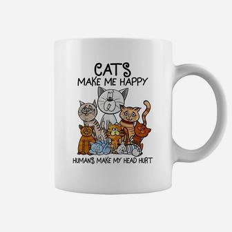Cats Make Me Happy Humans Make My Head Hurt Animal Gifts Coffee Mug | Crazezy UK