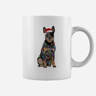 Cattle Dog Christmas Lights Xmas Dog Lover Santa Hat Coffee Mug | Crazezy