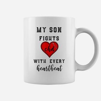 Chd Awareness My Son Fights Chd Heart Warrior Shirt Coffee Mug | Crazezy