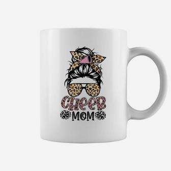 Cheer Mom Leopard Messy Bun Cheerleader Funny Mothers Day Coffee Mug | Crazezy UK