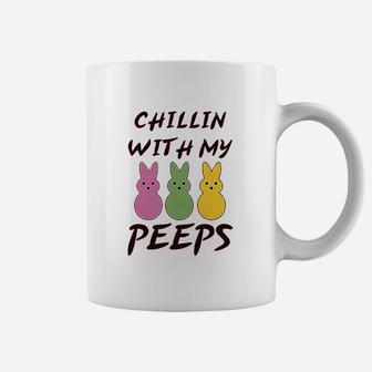 Chillin With My Peeps Bunny Funny Humor Easter Coffee Mug | Crazezy