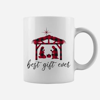 Christian Christmas Nativity Jesus Birth Red Buffalo Plaid Sweatshirt Coffee Mug | Crazezy CA