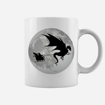 Christmas Santa Claus Flying Past The Moon W Dragon Design Sweatshirt Coffee Mug | Crazezy