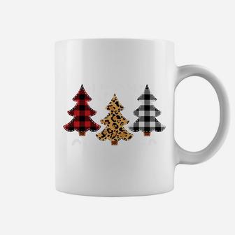Christmas Tee Leopard & Red White Buffalo Plaid Xmas Tree Sweatshirt Coffee Mug | Crazezy