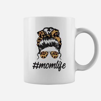 Classy Mom Life With Leopard Pattern Shades & Cool Messy Bun Coffee Mug | Crazezy CA