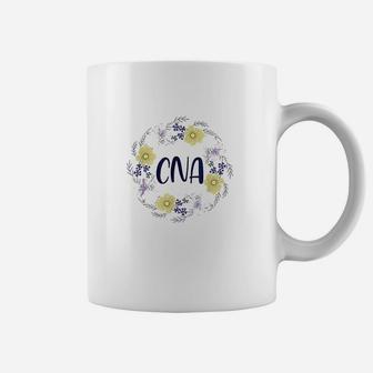 Cna Round Floral Frame Certified Nursing Assistant Gift Coffee Mug | Crazezy
